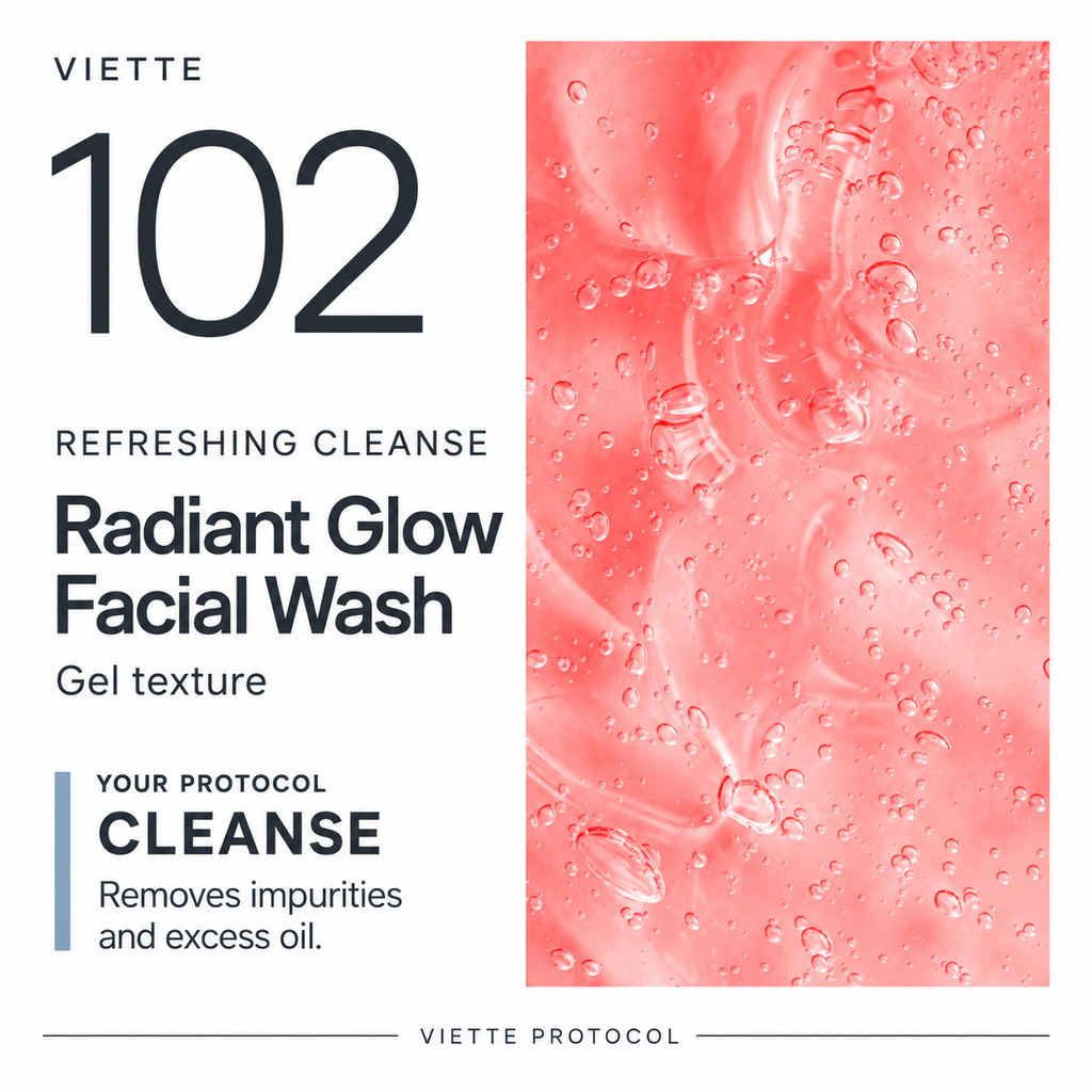 VIETTE 102 Radiant Glow Facial Wash gel texture and cleansing role