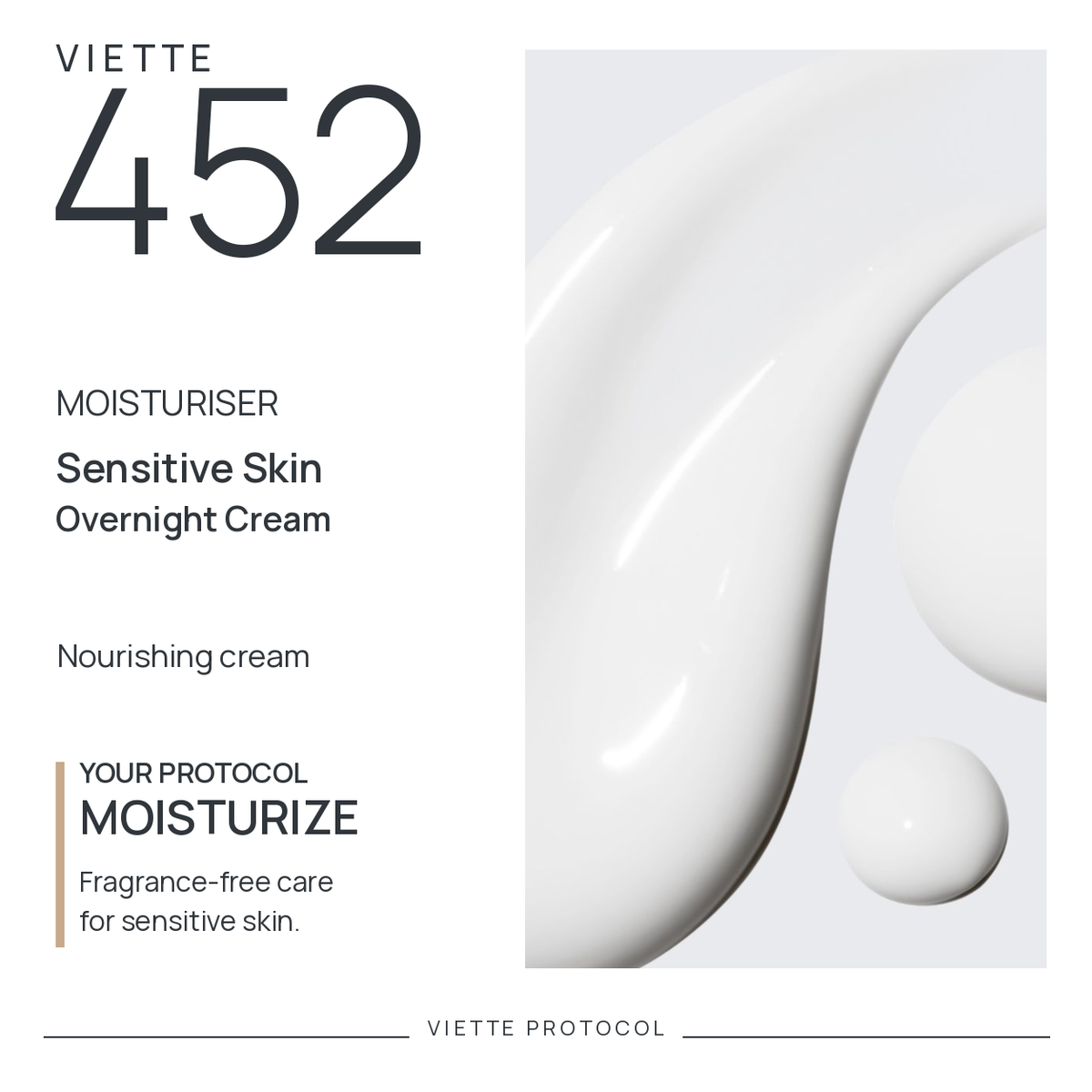 VIETTE 452 Sensitive Skin Overnight Cream, Fragrance Free — texture